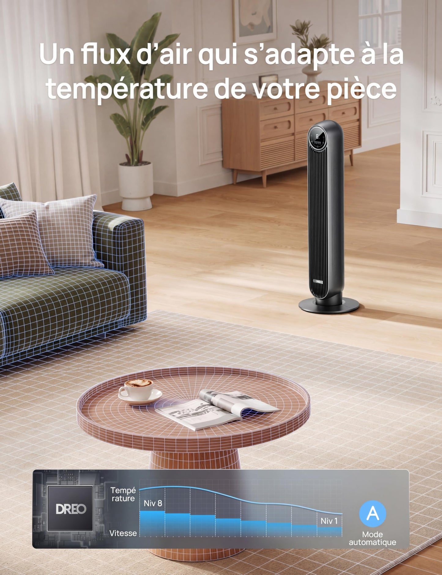 Ventilateur DREB colonne silencieux 20dB