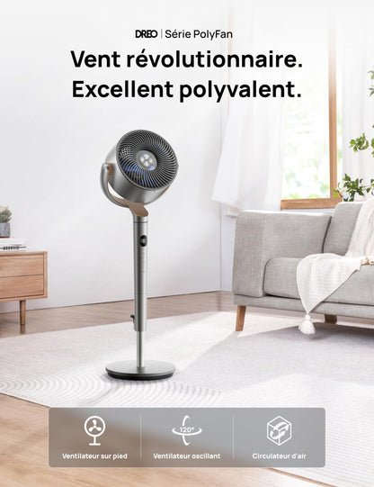 Ventilateur DREB sur pied silencieux 23dB 120°