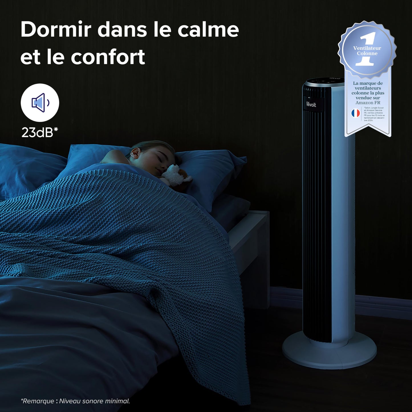 Ventilateur LEVOLT Colonne Silencieux 5 Vitesses 90°