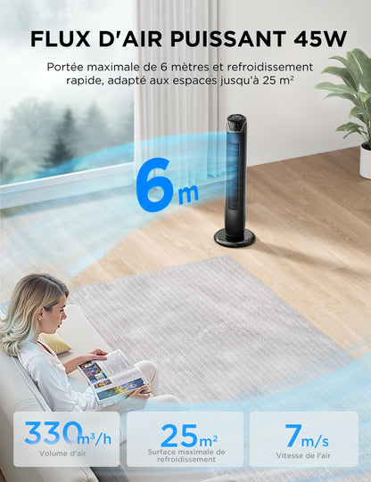 Ventilateur MIDA colonne avec télécommande et Oscillation