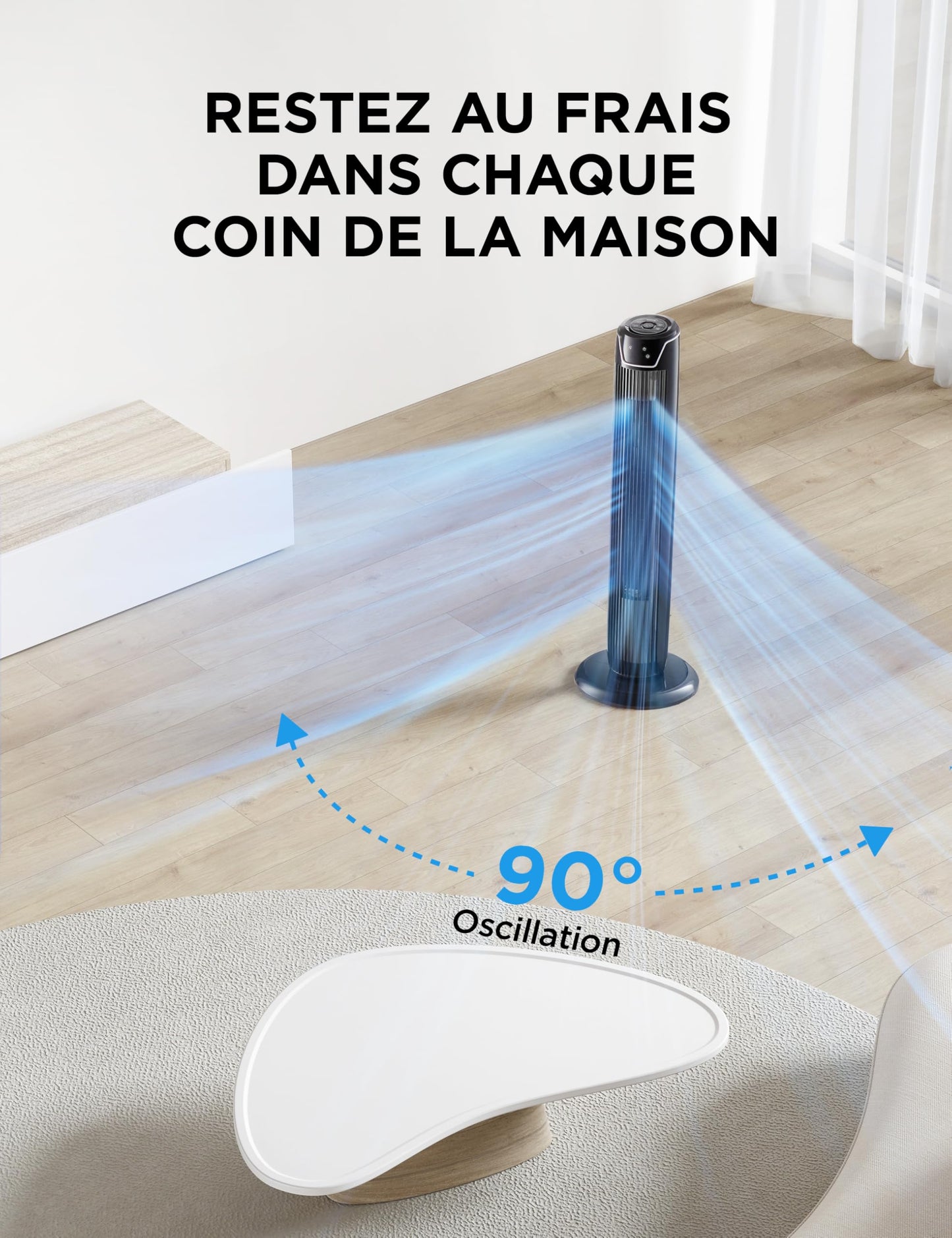 Ventilateur MIDA colonne avec télécommande et Oscillation